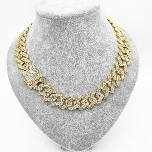 Dogs Chains Width Pet Accessories Alloy Individualistic Non-Rust with Diamond Dogs Necklace(20cm,Gold) in Saudi Arabia