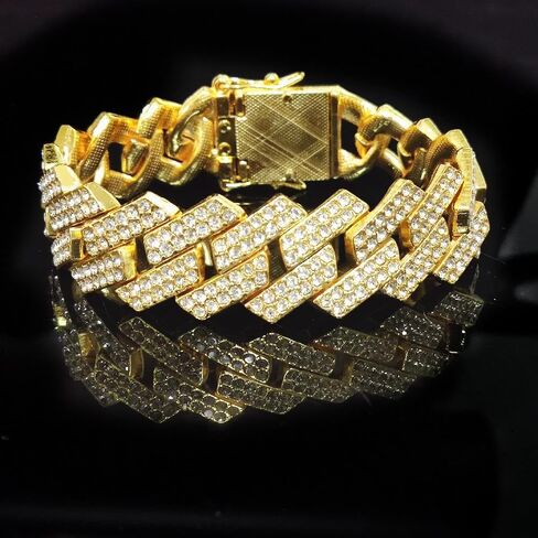 Dogs Chains Width Pet Accessories Alloy Individualistic Non-Rust with Diamond Dogs Necklace(20cm,Gold) in Saudi Arabia