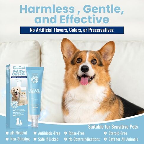 Dog Eye Gel, Dog Eye Drops Wash for Dogs and Cats,Vet-Recommended to Soothe Pet Eye Irritations,Eye Infections & Allergies. Relieve Dry Eyes and Pink Eyes, Pet Tear Stain Remover. 2 Ounces in Saudi Arabia