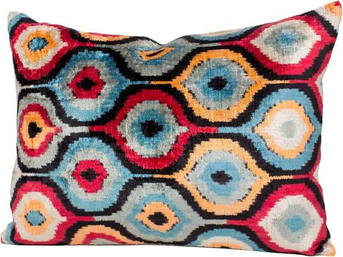 الملونة Ikat المخملية غطاء الوسادة ريترو بوهو وسادة الزخرفية in Saudi Arabia