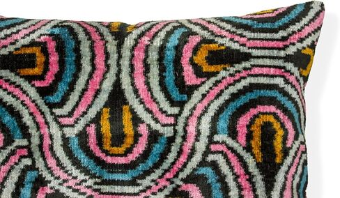 Retro Ikat Velvet Cushion Cover Pink Blue Decorative Throw Pillow in Saudi Arabia