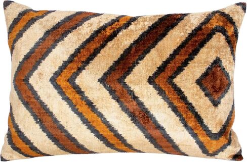وسادة باللون البني الكريمي Ikat Chevron وسادة مخملية قطنية مقاس 12x20 لهجة أريكة مزخرفة قبلية in Saudi Arabia