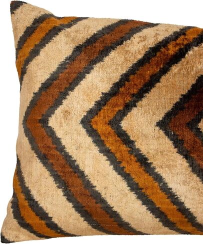 وسادة باللون البني الكريمي Ikat Chevron وسادة مخملية قطنية مقاس 12x20 لهجة أريكة مزخرفة قبلية in Saudi Arabia