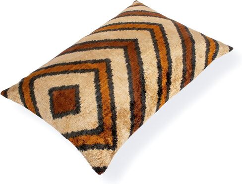 وسادة باللون البني الكريمي Ikat Chevron وسادة مخملية قطنية مقاس 12x20 لهجة أريكة مزخرفة قبلية in Saudi Arabia