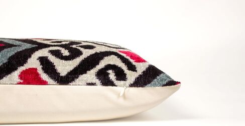 Diamond Ikat Velvet Pillow Red Black Gray Cushion 20x20 Modern Boho Decorative Home Decor in Saudi Arabia