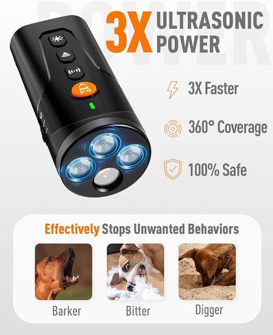 Dog Bark Deterrent Devices with 23FT Range – Ultrasonic Bark Control for Small Medium Large Dogs, Safe & Effective Portable Anti Barking Device for Women Indoor Outdoor Use in Saudi Arabia