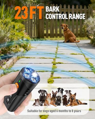 Dog Bark Deterrent Devices with 23FT Range – Ultrasonic Bark Control for Small Medium Large Dogs, Safe & Effective Portable Anti Barking Device for Women Indoor Outdoor Use in Saudi Arabia
