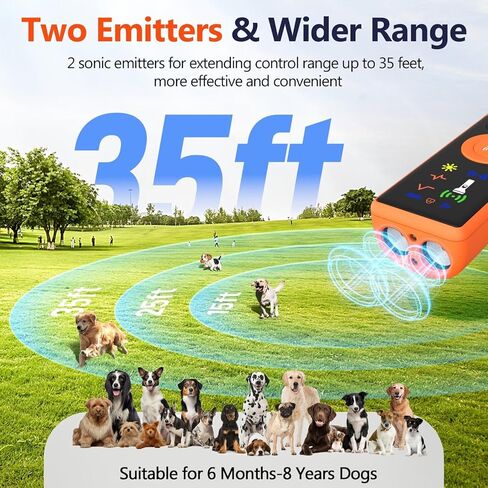 جهاز منع لحاء الكلاب بالموجات فوق الصوتية، جهاز تحكم مضاد للنباح مع شاشة LCD و3 أوضاع، أدوات تدريب الكلاب لإيقاف السلوكيات السيئة، مدرب آمن يصل إلى 35 قدمًا للاستخدام الداخلي والخارجي - 01 in Kuwait