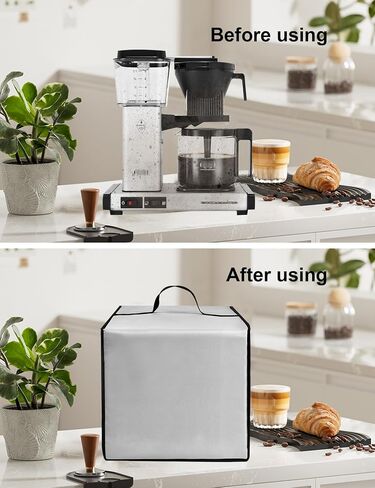 غطاء ماكينة صنع القهوة لماكينة القهوة Technivorm Moccamaster 53930 KBGV سعة 10 أكواب بوزن 40 أونصة، غطاء حماية سميك مقاوم للماء من النايلون، أسود (أزرق) in Kuwait