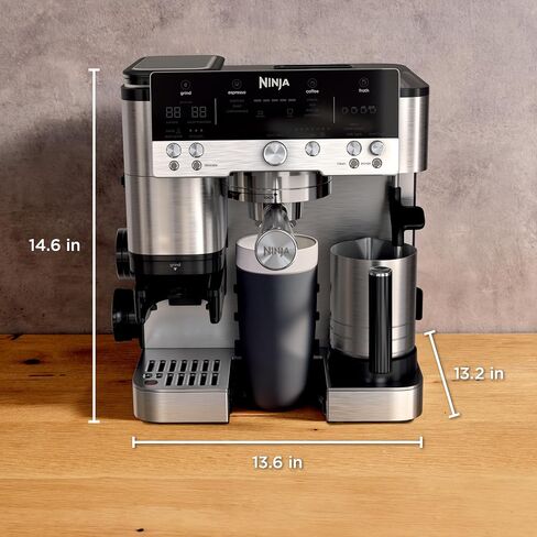 سلسلة Ninja Luxe Café Premier، ماكينة إسبرسو، ماكينة صنع القهوة بالتنقيط والبارد، مطحنة مدمجة، معالجة مساعدة، رغوة بدون استخدام اليدين، منتجات الألبان أو غير الألبان in Saudi Arabia