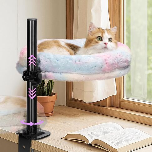 Cat Desk Bed, Cat Perch for Home Office, 360°Rotating & Adjustable Shelf, Removable Comfortable Soft Pet Nest Bed, Modern Unique Kitten Furniture Attachment for Game Tables (Grey) in Saudi Arabia