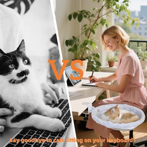 Cat Desk Bed, Cat Perch for Home Office, 360°Rotating & Adjustable Shelf, Removable Comfortable Soft Pet Nest Bed, Modern Unique Kitten Furniture Attachment for Game Tables (Grey) in Saudi Arabia