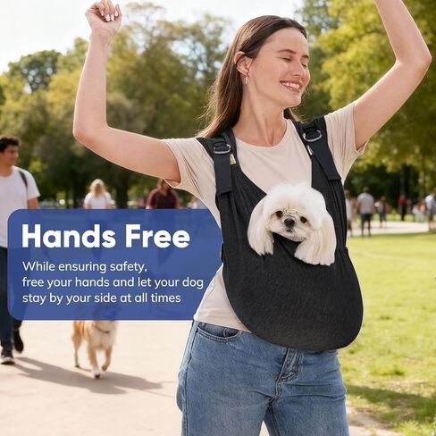 Supet Dog Carrier Sling for Small Dogs, Hands Free Adjustable Soft Cotton Puppy Chest Bag Carrier, Anti-Anxiety & Back Pain Relief Pet Front Pack (Black, XS) in Kuwait