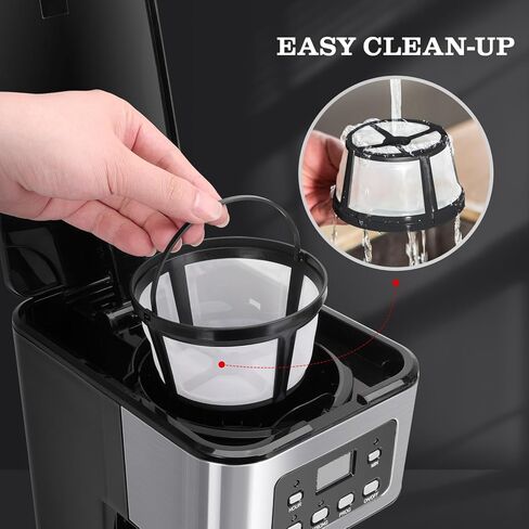 Taylor Swoden 12-Cup Programmable Coffee Maker, Regular & Strong Brew Drip Coffee Machine for Home and Office, Glass Carafe, Pause & Serve, Auto Shut Off, Black & Stainless Steel in Saudi Arabia