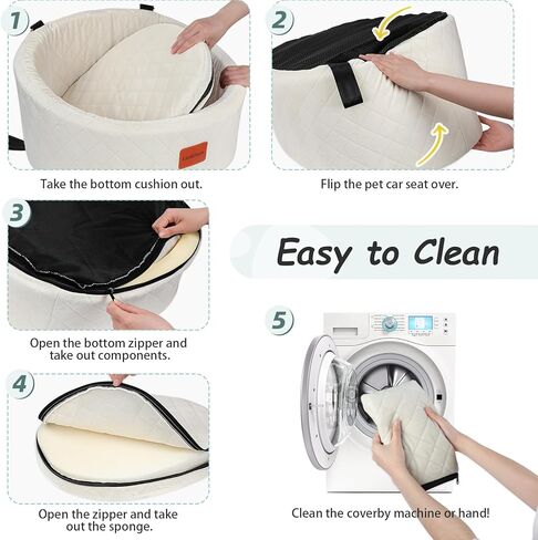 مقعد سيارة للكلاب الصغيرة يصل وزنها إلى 30 رطلاً، نسيج فائق النعومة محشو بإسفنج مريح ذو ذاكرة مريحة، ركوب سعيد للحيوانات الأليفة، 2 مقود أمان للكلاب، قابل للفصل والغسل بالكامل، قاعدة مضادة للانزلاق (أسود/رمادي) in Kuwait