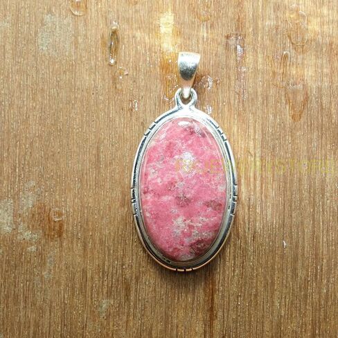 Natural Top Quality Large Pink Thulite Gemstone 925 Sterling Silver Pink Stone Handmade Statement Pendant Necklace for Women Jewelry Gift for Her in Saudi Arabia