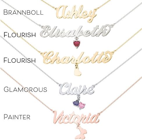 Personalized Name Necklace – Solid Gold, Solid Sterling Silver & Gold-Plated Silver – Customized Name Necklace For Her - Stamped Sterling Silver, 10K or 14K Gold - Custom Jewelry Gifts for Women in Saudi Arabia