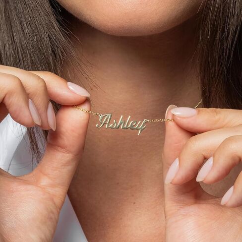 Personalized Name Necklace – Solid Gold, Solid Sterling Silver & Gold-Plated Silver – Customized Name Necklace For Her - Stamped Sterling Silver, 10K or 14K Gold - Custom Jewelry Gifts for Women in Saudi Arabia
