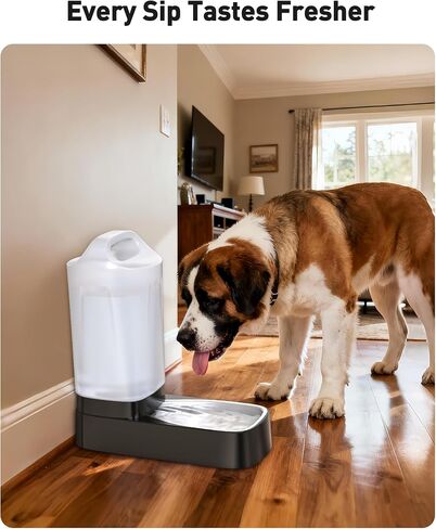 Automatic Dog Water Bowl Dispenser - 2.4 Gallon Stainless Steel Gravity Pet Water Feeder with Ergonomic Handle Design Anti Splash Drinking Bowl Without Filter Easy to Clean Multi Pet Use in Saudi Arabia