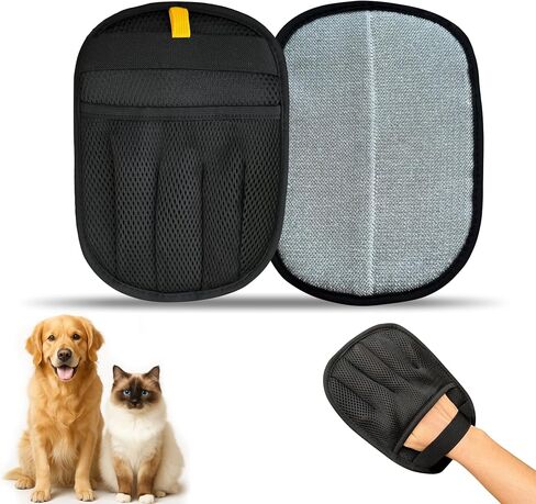 Greenwyn Pet Hair Removal Glove – Upgraded 5 Finger Reusable Electrostatic Grooming Tool for Dogs & Cats, Removes Hair, Lint & Debris from Carpet, Couch, Car Seat & Clothing (1 Piece) in Saudi Arabia