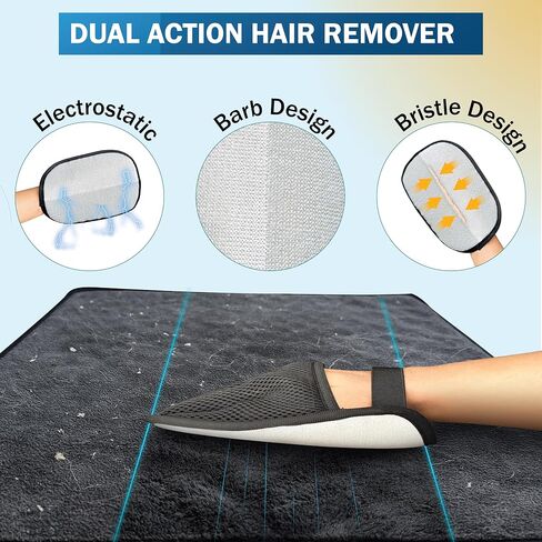 Greenwyn Pet Hair Removal Glove – Upgraded 5 Finger Reusable Electrostatic Grooming Tool for Dogs & Cats, Removes Hair, Lint & Debris from Carpet, Couch, Car Seat & Clothing (1 Piece) in Saudi Arabia