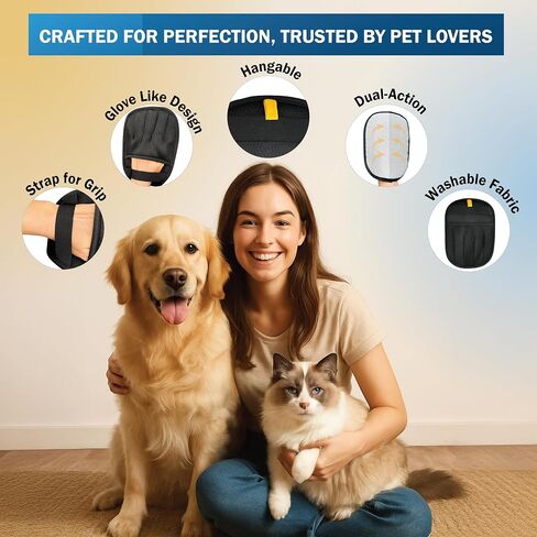 Greenwyn Pet Hair Removal Glove – Upgraded 5 Finger Reusable Electrostatic Grooming Tool for Dogs & Cats, Removes Hair, Lint & Debris from Carpet, Couch, Car Seat & Clothing (1 Piece) in Saudi Arabia