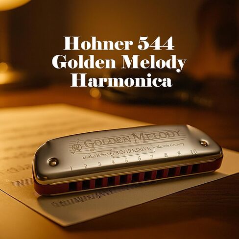 Hohner Golden Melody Harmonica - Key of C Bundle with Zip Case, Instructional Manual, and Austin Bazaar Polishing Cloth in Kuwait