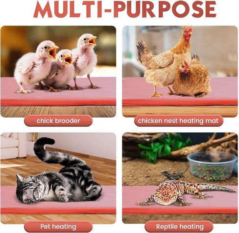 Small Animal Heating Pad, Heating Pad for Chicken, Rabbits, Guinea Pigs, Dog, Cat, Reptile, Poultry Heated Mat Chick Brooder Waterproof Adjustable Temperature & Timer (12.5 x 15.7in) in Saudi Arabia