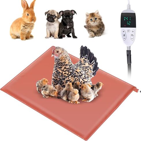 Small Animal Heating Pad, Heating Pad for Chicken, Rabbits, Guinea Pigs, Dog, Cat, Reptile, Poultry Heated Mat Chick Brooder Waterproof Adjustable Temperature & Timer (12.5 x 15.7in) in Saudi Arabia