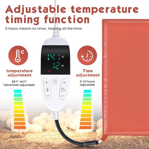 Small Animal Heating Pad, Heating Pad for Chicken, Rabbits, Guinea Pigs, Dog, Cat, Reptile, Poultry Heated Mat Chick Brooder Waterproof Adjustable Temperature & Timer (12.5 x 15.7in) in Saudi Arabia