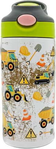 Construction Scene Tractor Children's Stainless Steel Straw Sippy Cup Tumbler (Red/Black) in Saudi Arabia