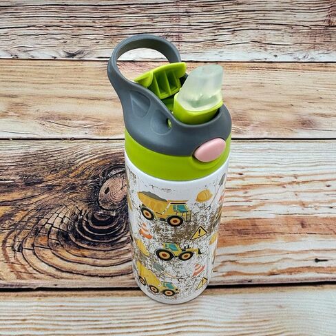 Construction Scene Tractor Children's Stainless Steel Straw Sippy Cup Tumbler (Red/Black) in Saudi Arabia