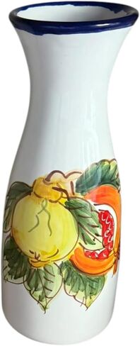 Hand Painted Italian Ceramic Lemon & Pomegranate Pitcher, 1 Liter Carafe (10"), Made in Italy, Artisan Pottery Jug for Water, Wine & Juice – Lead-Free, Dishwasher Safe, Mediterranean Decor in Saudi Arabia