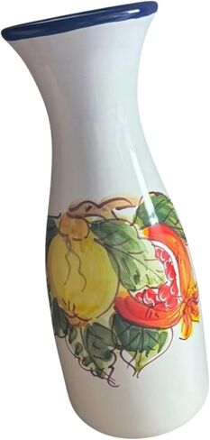 Hand Painted Italian Ceramic Lemon & Pomegranate Pitcher, 1 Liter Carafe (10"), Made in Italy, Artisan Pottery Jug for Water, Wine & Juice – Lead-Free, Dishwasher Safe, Mediterranean Decor in Saudi Arabia