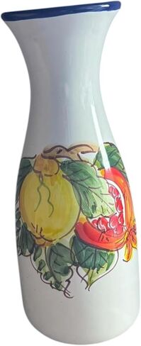 Hand Painted Italian Ceramic Lemon & Pomegranate Pitcher, 1 Liter Carafe (10"), Made in Italy, Artisan Pottery Jug for Water, Wine & Juice – Lead-Free, Dishwasher Safe, Mediterranean Decor in Saudi Arabia