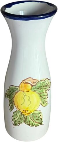 Hand Painted Italian Ceramic Lemon & Pomegranate Pitcher, 1 Liter Carafe (10"), Made in Italy, Artisan Pottery Jug for Water, Wine & Juice – Lead-Free, Dishwasher Safe, Mediterranean Decor in Saudi Arabia