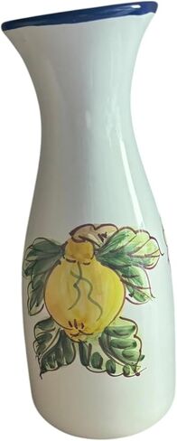 Hand Painted Italian Ceramic Lemon & Pomegranate Pitcher, 1 Liter Carafe (10"), Made in Italy, Artisan Pottery Jug for Water, Wine & Juice – Lead-Free, Dishwasher Safe, Mediterranean Decor in Saudi Arabia