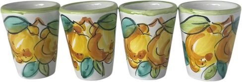 Ceramic Limoncello Glasses - an Elegant Limoncello Glass, Lemon Shot Glass with Light Green Rim, Set of 4 Glasses for Kitchen-Made in Italy in Saudi Arabia