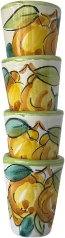 Ceramic Limoncello Glasses - an Elegant Limoncello Glass, Lemon Shot Glass with Light Green Rim, Set of 4 Glasses for Kitchen-Made in Italy in Saudi Arabia
