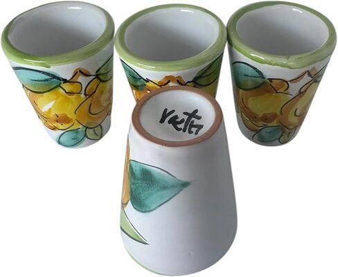 Ceramic Limoncello Glasses - an Elegant Limoncello Glass, Lemon Shot Glass with Light Green Rim, Set of 4 Glasses for Kitchen-Made in Italy in Saudi Arabia