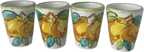 Ceramic Limoncello Glasses - an Elegant Limoncello Glass, Lemon Shot Glass with Light Green Rim, Set of 4 Glasses for Kitchen-Made in Italy in Saudi Arabia