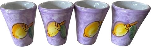 Hand Painted Italian Ceramic Shot Glasses Set of 4, 1 oz Purple Limoncello Cups, Small Ceramic Lemon Shot & Tasting Glasses, Artisan Mediterranean Pottery Drinkware in Saudi Arabia