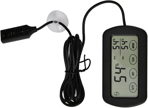 Compact LCD Display Thermometer Hygrometer, Easy Reading Digital Sensor with Suction Cup for Reptile Tanks, Pet Cage, Plant Pot, Food Storage, and More. in Saudi Arabia