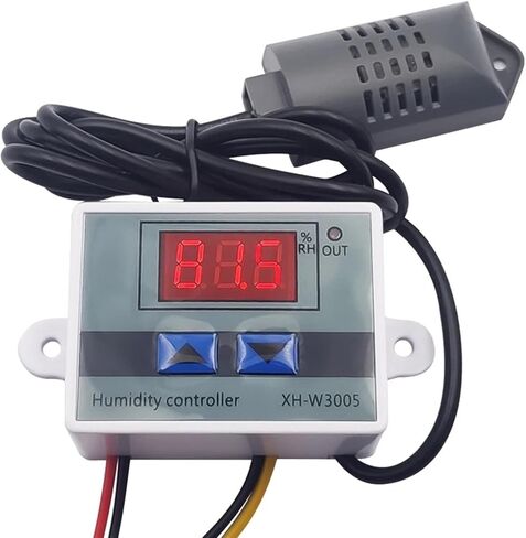 W3005 Digital Hygrometer for Incubator LED Humidity Controller Sensor Meter Detector Control Switch Hygrostat AC 220V DC 12V 24V(1m Humidity Sensor) in Saudi Arabia