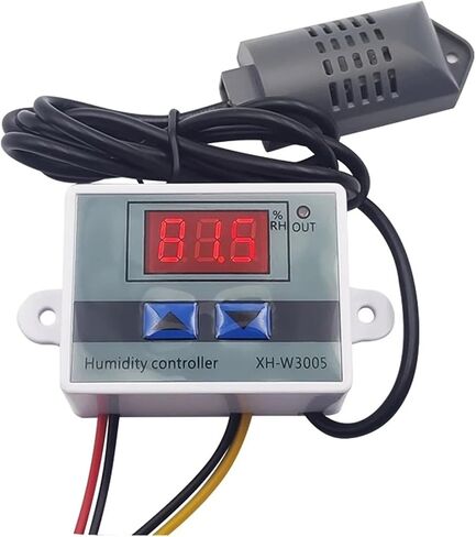 W3005 Digital Hygrometer for Incubator LED Humidity Controller Sensor Meter Detector Control Switch Hygrostat AC 220V DC 12V 24V(1m Humidity Sensor) in Saudi Arabia