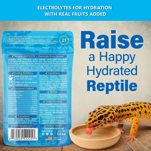 Premium ReptiSoak Electrolytes SOAK for Reptiles | Hydration & Recovery Bath Powder for Bearded Dragons, Geckos, Lizards, Tortoises | Electrolyte Reptile Supplement | Made in USA. Enjoy! in Saudi Arabia
