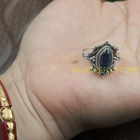Natural Blue Kyanite Gemstone Blue Stone 925 Sterling Silver Handmade Design Statement Promise Ring Jewelry Gift for Women Girlfriend in Saudi Arabia