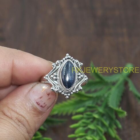 Natural Blue Kyanite Gemstone Blue Stone 925 Sterling Silver Handmade Design Statement Promise Ring Jewelry Gift for Women Girlfriend in Saudi Arabia