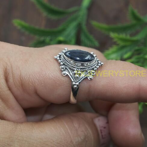Natural Blue Kyanite Gemstone Blue Stone 925 Sterling Silver Handmade Design Statement Promise Ring Jewelry Gift for Women Girlfriend in Saudi Arabia