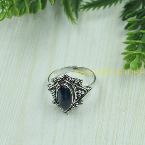 Natural Blue Kyanite Gemstone Blue Stone 925 Sterling Silver Handmade Design Statement Promise Ring Jewelry Gift for Women Girlfriend in Saudi Arabia